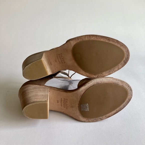 Eileen Fisher Cream Leather Heeled Slingbacks size 10 - Picture 11 of 16